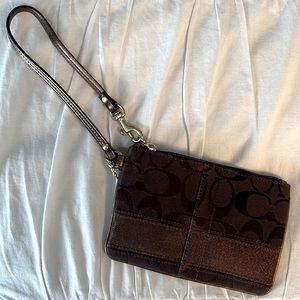 Brown Coach Signature Collection Wristlet